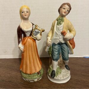 Vintage Lot Of 2 Porcelain Figurines Pair Victorian Colonial Couple Man & Woman